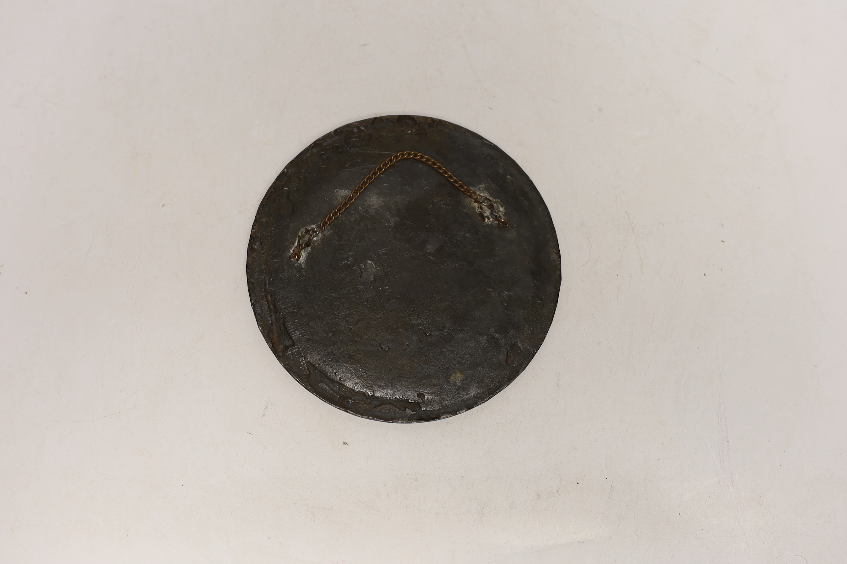 Andrieu, a patinated metal circular relief plaque, Napoleon and Josephine, 14cm diameter